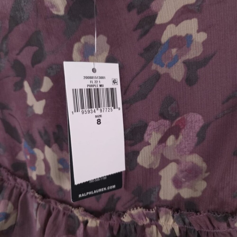 NWT LAUREN RALPH LAUREN Floral Crinkle Georgette Miniskirt Purple‎ Multi Size 8 - Picture 13 of 16
